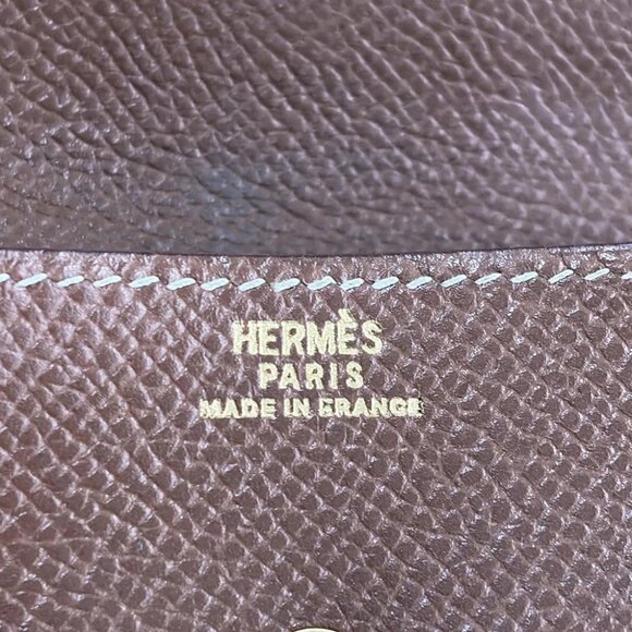 Auth HERMES Van Cattle - Gold Veau Graine Couchevel Square C Coin Case - Picture 3 of 4